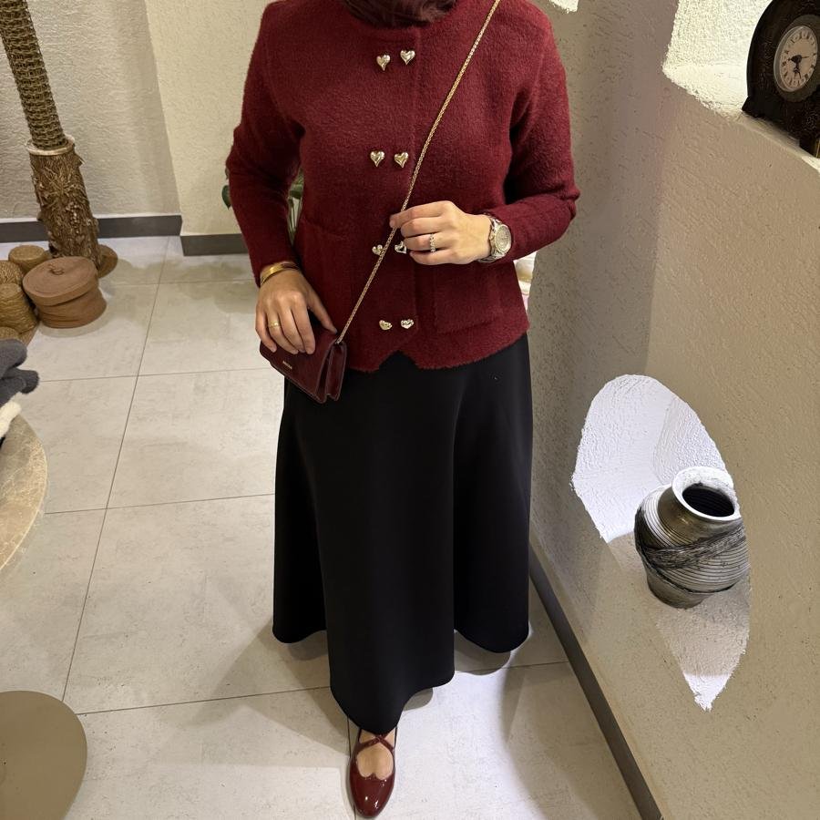 Prenses hırka /bordo - Görsel 3