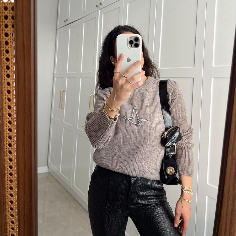 Bymn simli kazak/vizon - Görsel 2