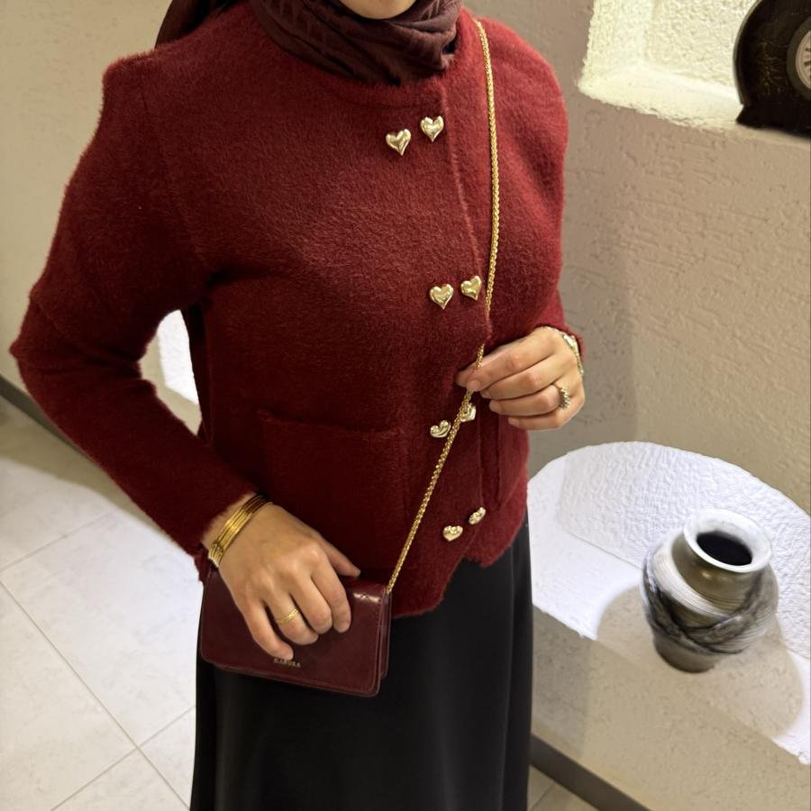 Prenses hırka /bordo - Görsel 2