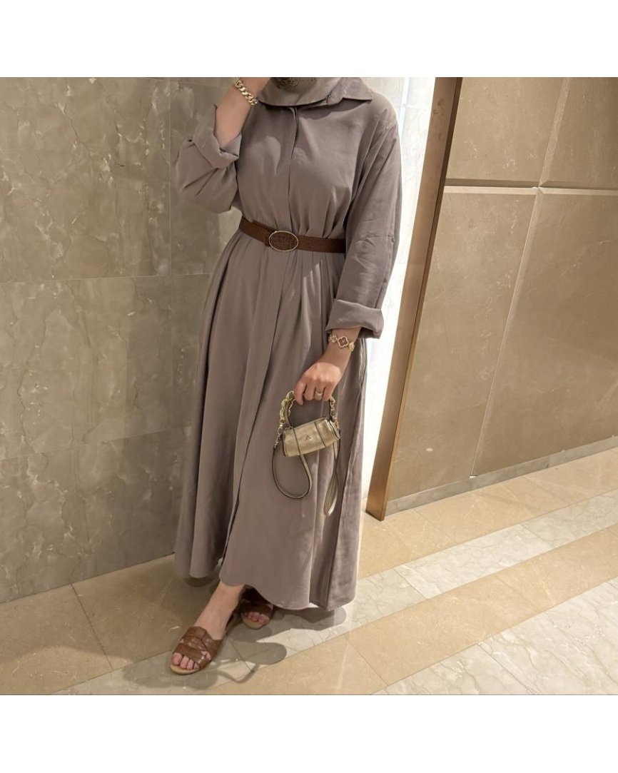 Tensel gömlek elbise (vizon)