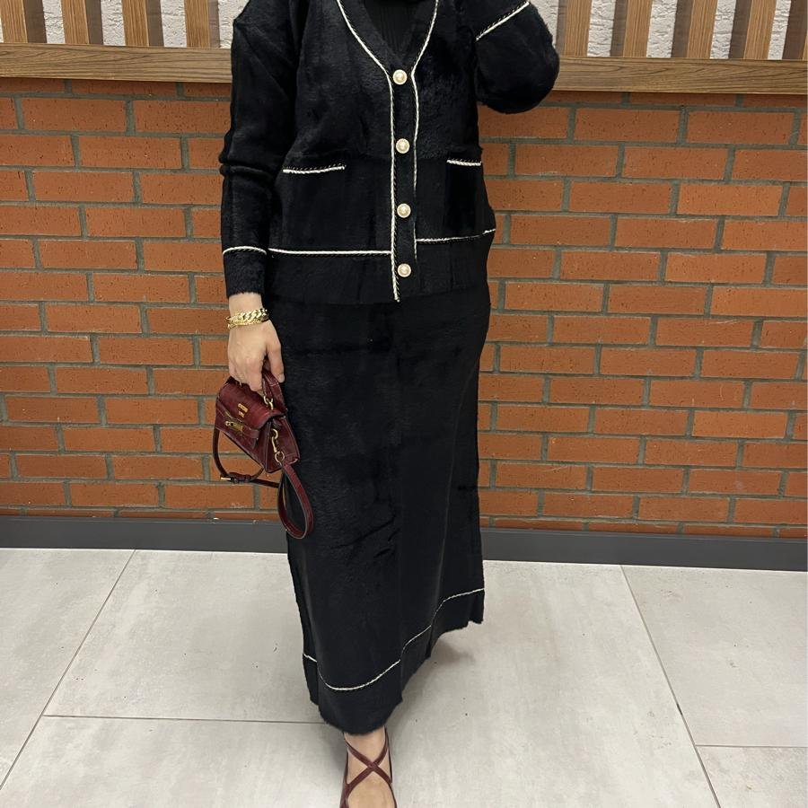 Angora triko etekli takım (siyah) - Görsel 3