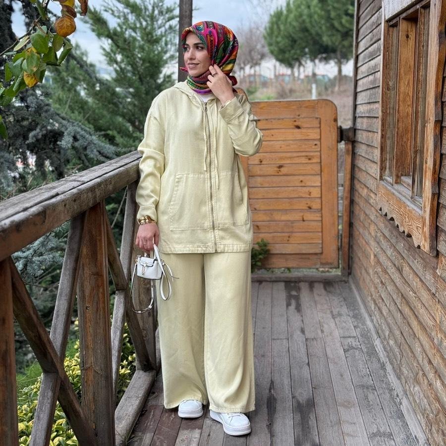 Tensel kot takım/tereyağ sarısı - Görsel 2