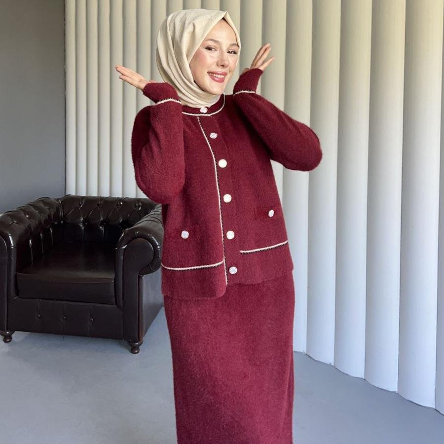 Angora takım/bordo - Görsel 3