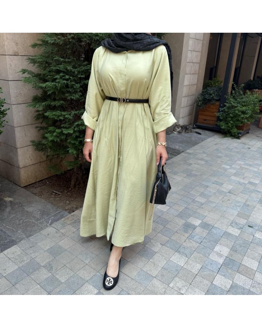 Tensel gömlek elbise (filiz yeşili)
