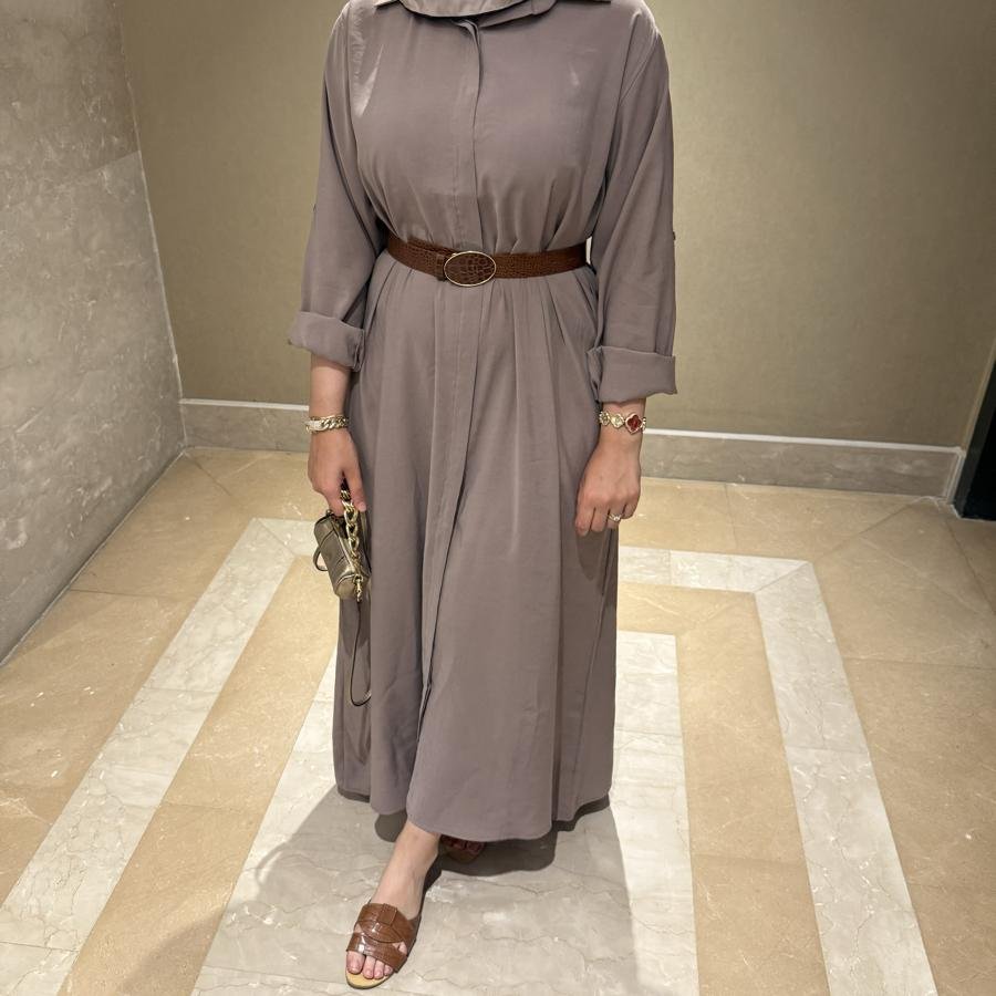 Tensel gömlek elbise (vizon) - Görsel 3