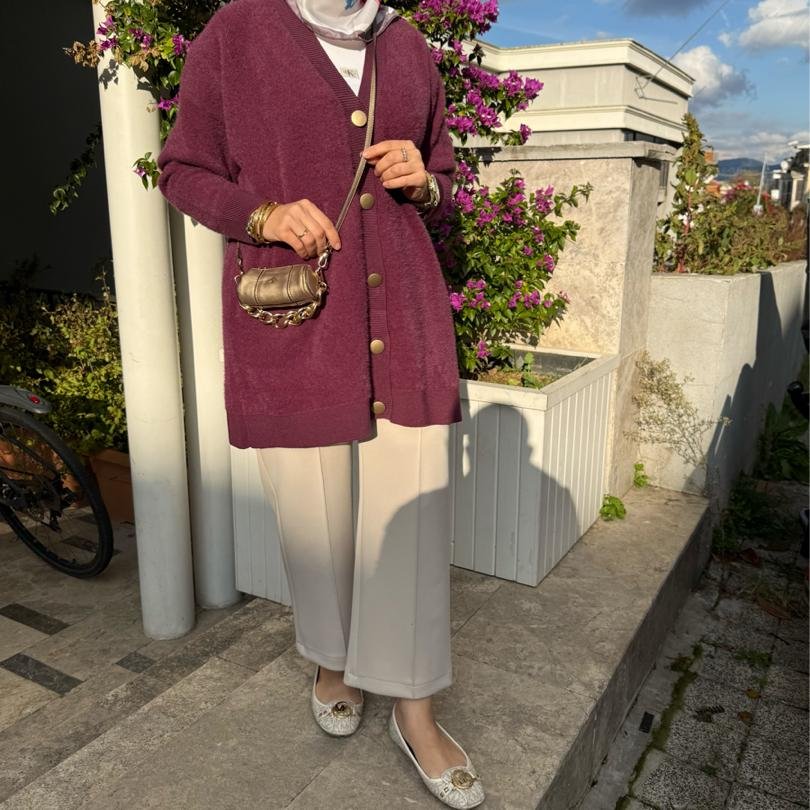 Spor angora hırka /mürdüm - Görsel 2