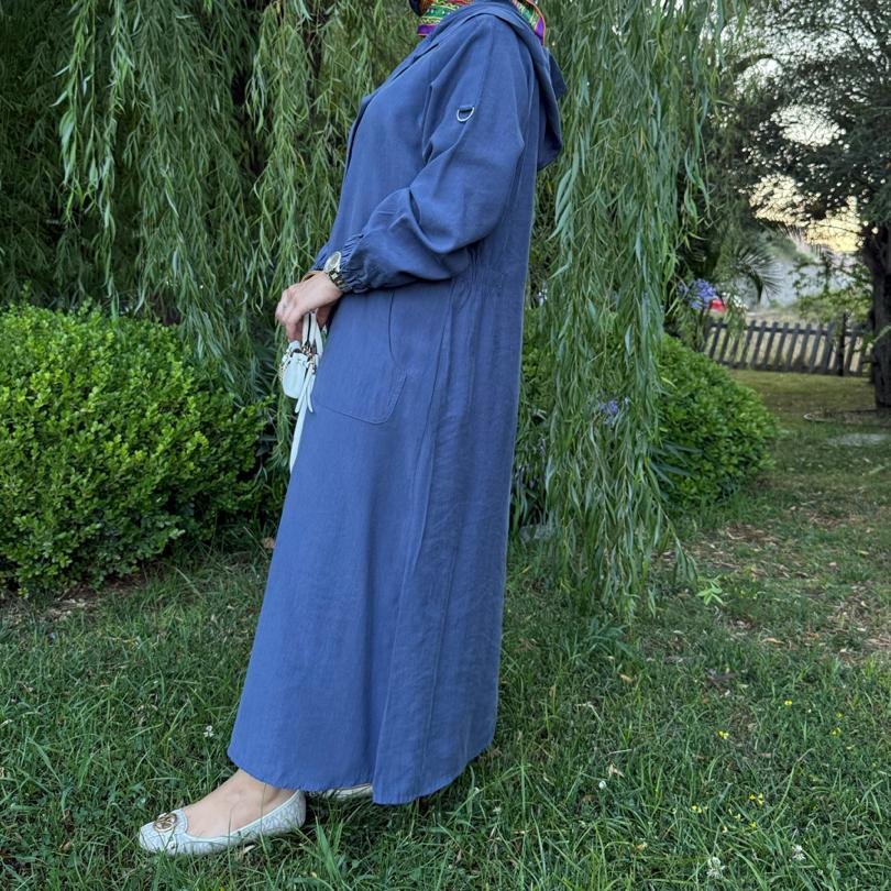 Lyocell tam boy kap (indigo) - Görsel 2