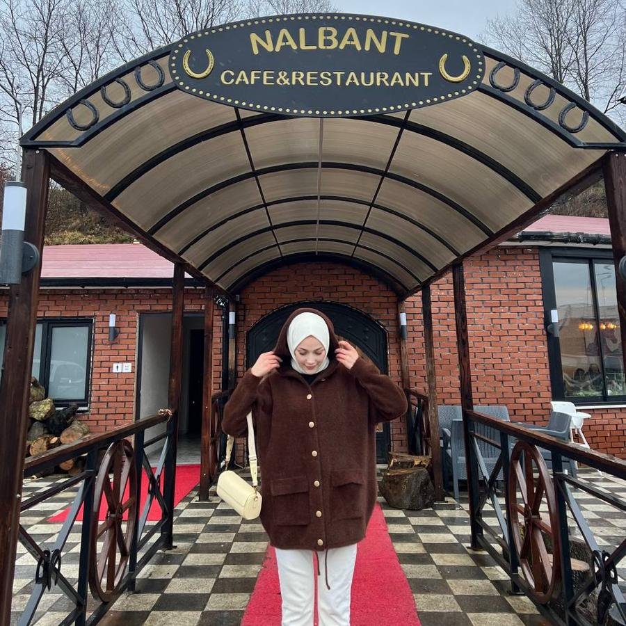 Kapüşonlu Angora hırka(kahverengi) - Görsel 2