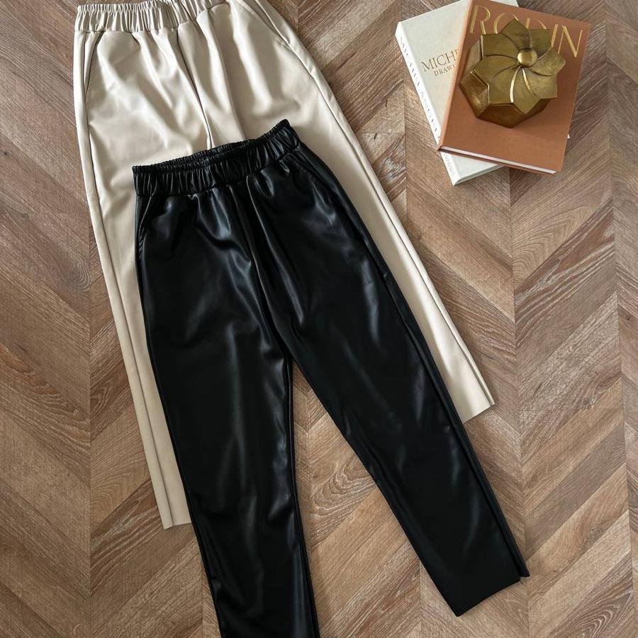 Deri pantolon/bej - Görsel 2