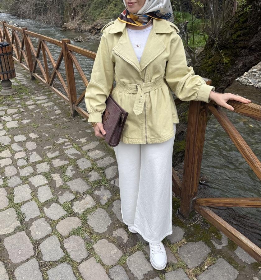 Denim roze ceket/açık sarı