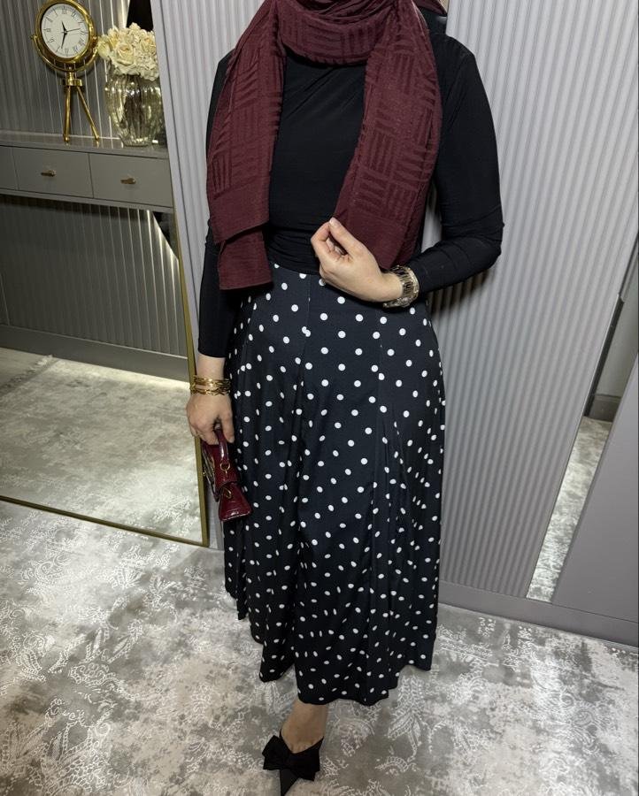 Puantiyeli etek/siyah - Görsel 2