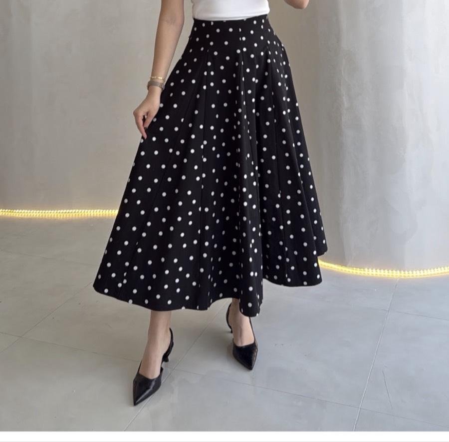 Puantiyeli etek/siyah - Görsel 3