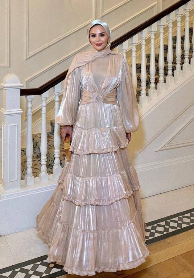 Firuze elbise/bej - Görsel 3