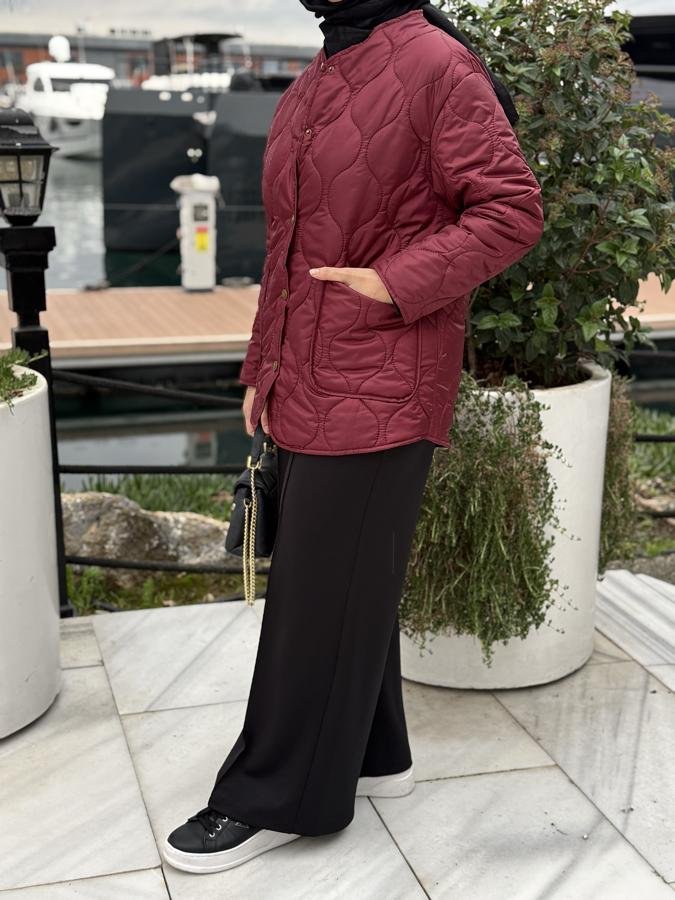 Kapitone ceket/bordo