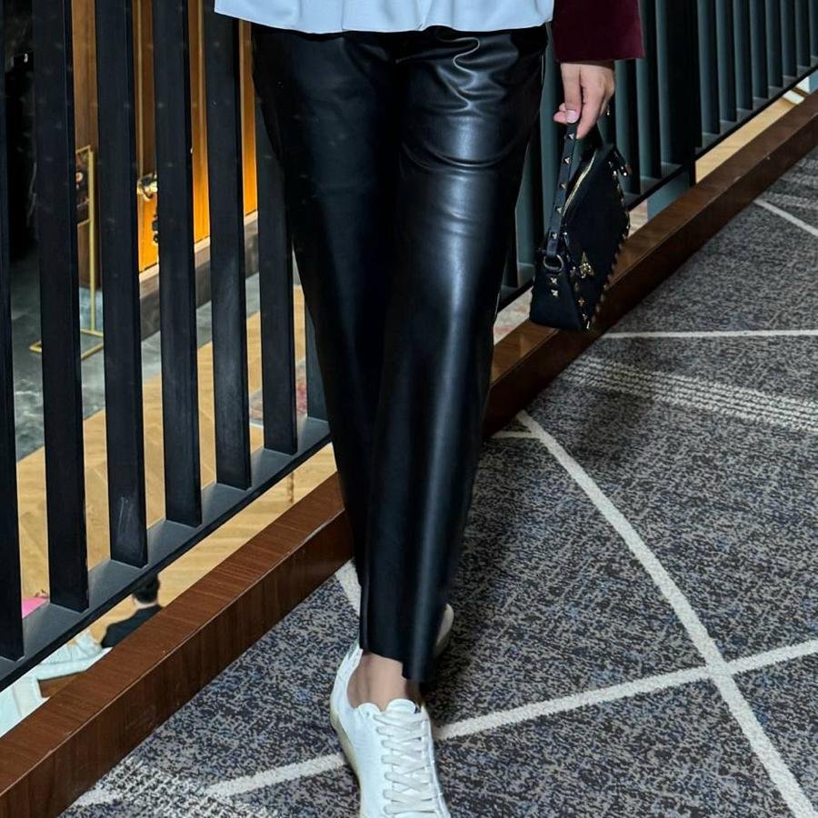 Deri pantolon/siyah - Görsel 3