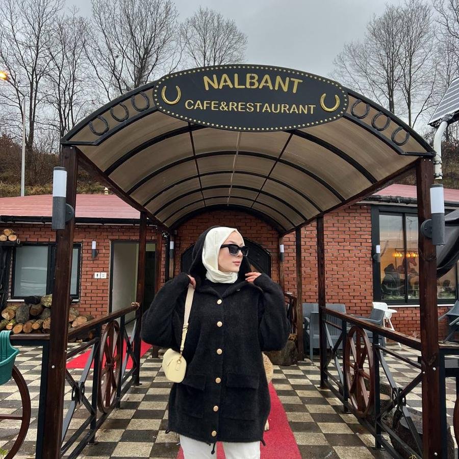 Kapüşon detaylı Angora hırka (siyah) - Görsel 3