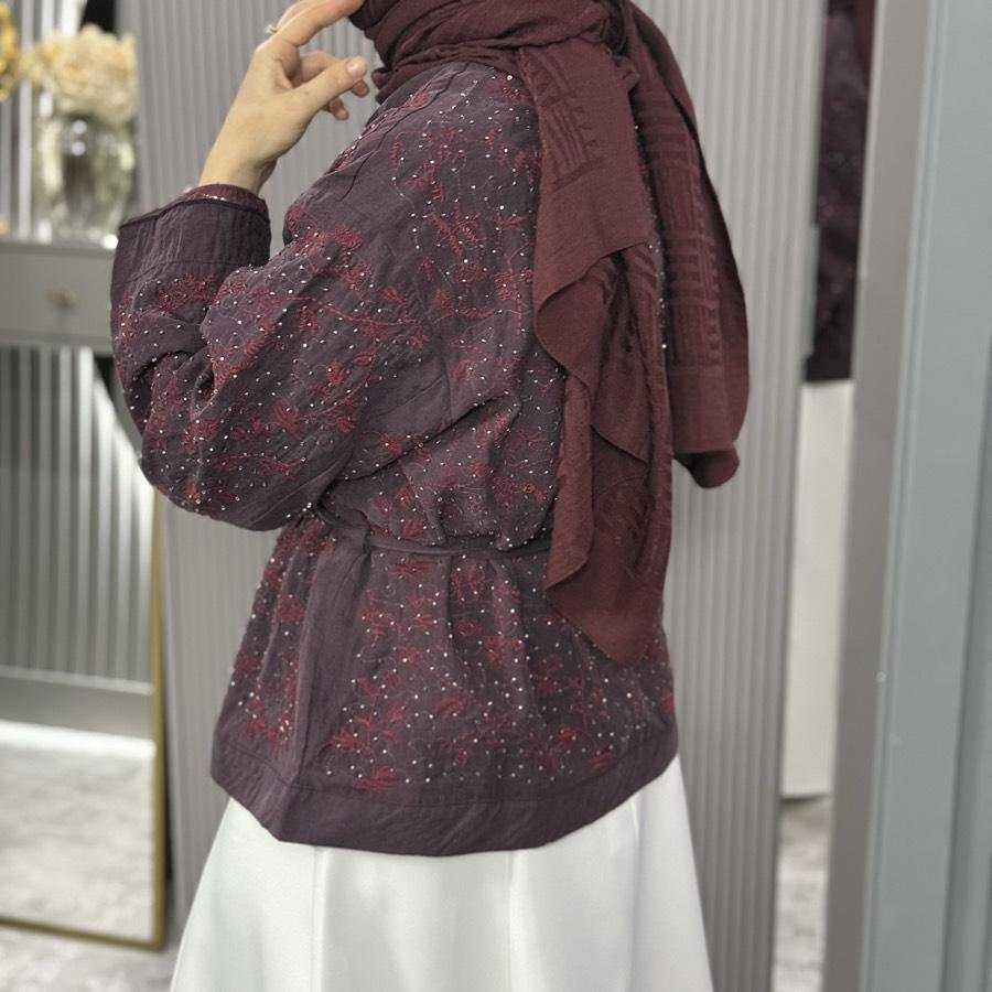 İpek tensel kimono/bordo - Görsel 2