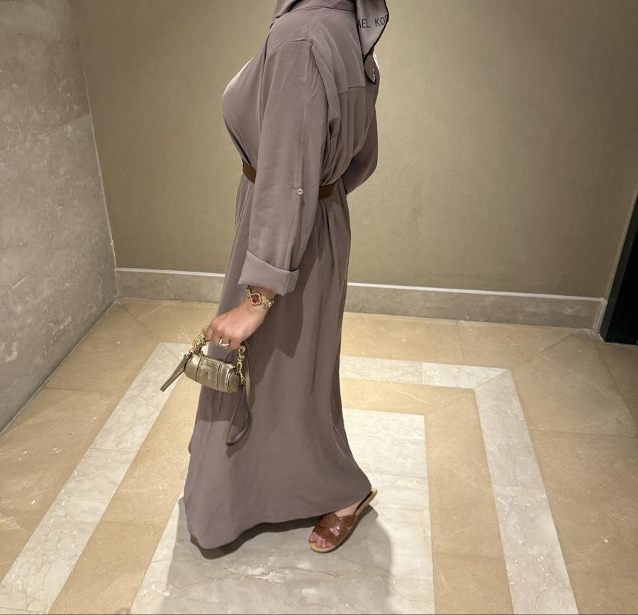 Tensel gömlek elbise (vizon) - Görsel 2