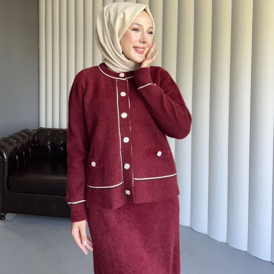 Angora takım/bordo - Görsel 2