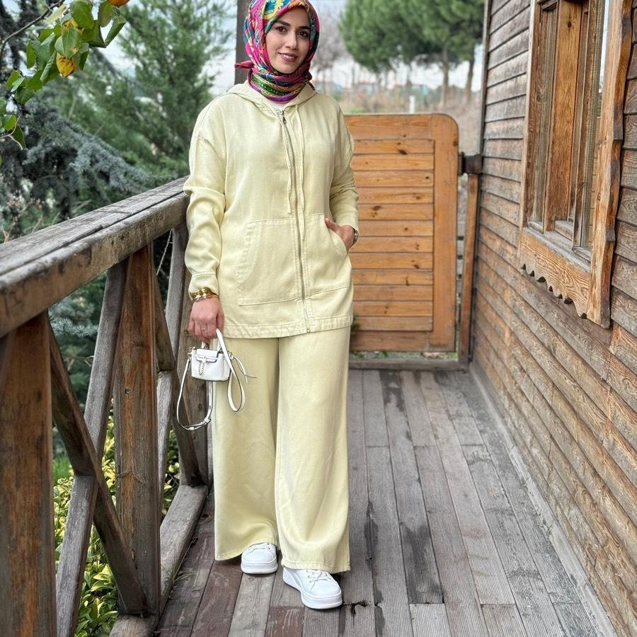 Tensel kot takım/tereyağ sarısı